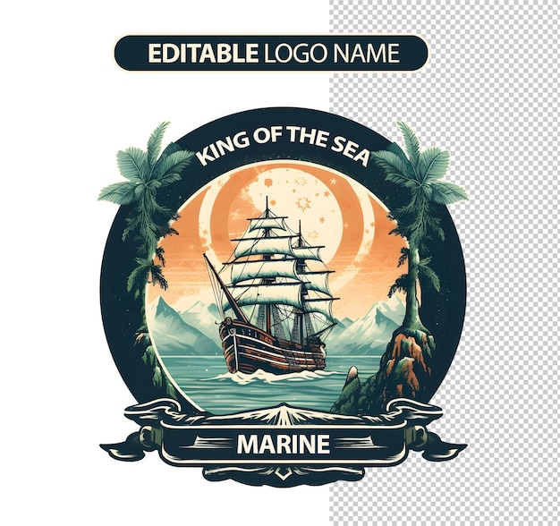 PSD gratuito logo avventura nave marina