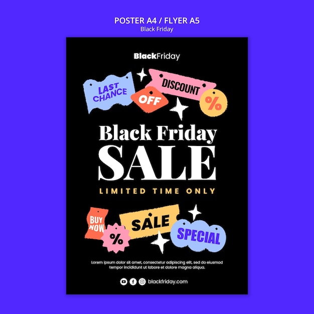 PSD gratuito manifesto delle promozioni del black friday