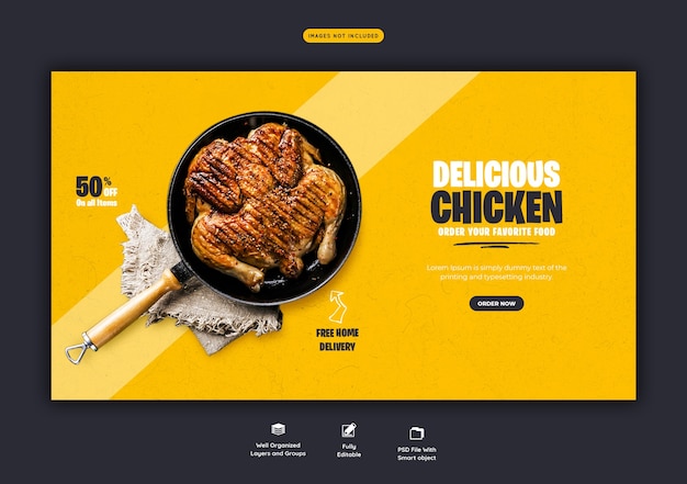 PSD gratuito menu di cibo e modello di banner web ristorante