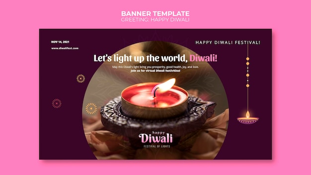 PSD gratuito modello di banner celebrazione diwali