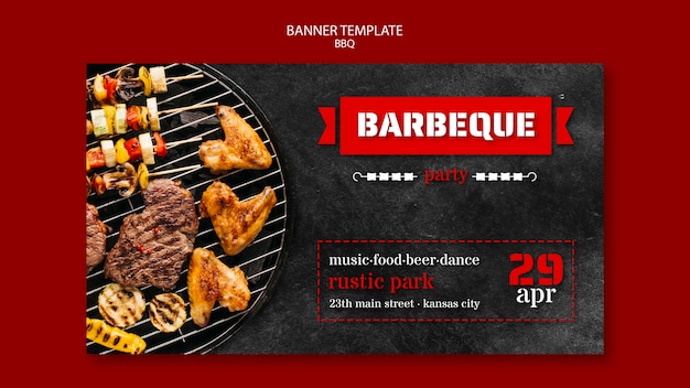 PSD gratuito modello di banner con barbecue