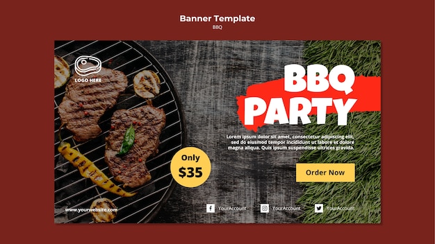 PSD gratuito modello di banner con modello di barbecue