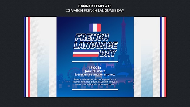 PSD gratuito modello di banner del giorno della lingua francese