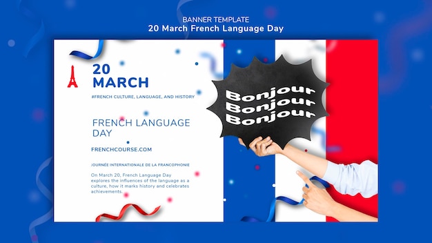 PSD gratuito modello di banner del giorno della lingua francese