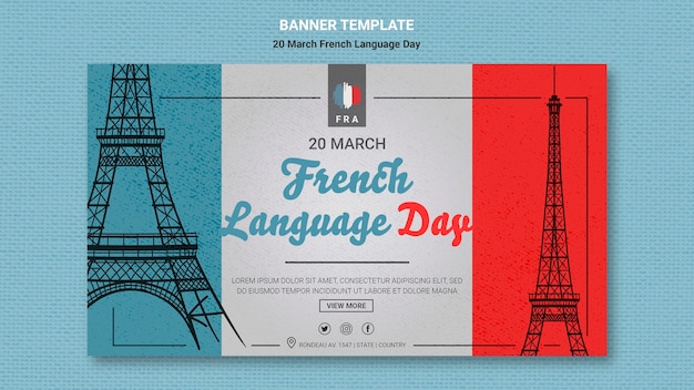 PSD gratuito modello di banner del giorno della lingua francese