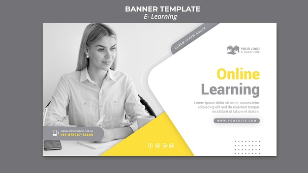 PSD gratuito modello di banner di apprendimento elettronico