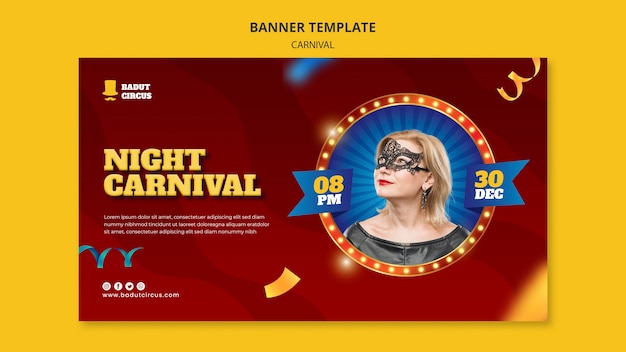 PSD gratuito modello di banner di carnevale festivo