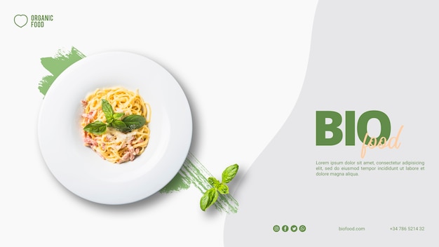 PSD gratuito modello di banner di cibo bio con foto