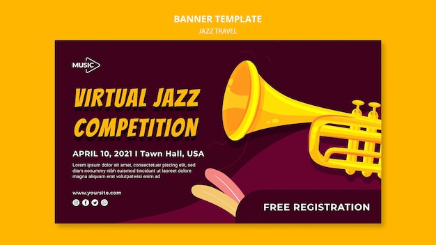 PSD gratuito modello di banner di concorrenza jazz virtuale