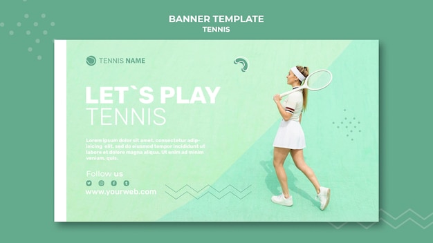 PSD gratuito modello di banner di pratica di tennis