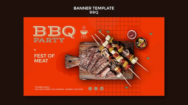 PSD gratuito modello di banner festa barbecue