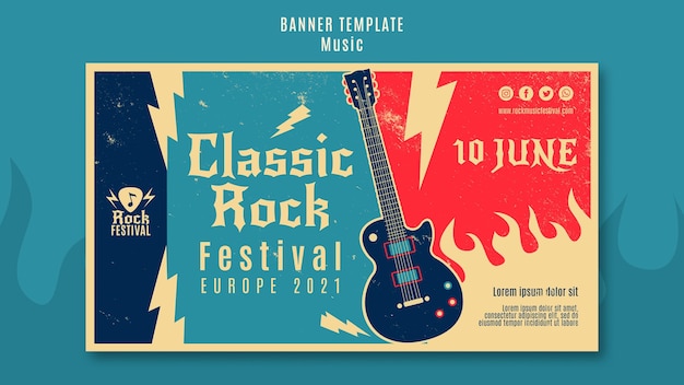 PSD gratuito modello di banner festival di musica rock