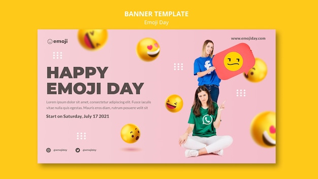 PSD gratuito modello di banner giorno emoji