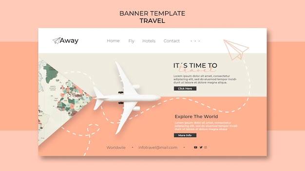 PSD gratuito modello di banner orizzontale di tempo di viaggio