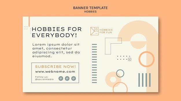 PSD gratuito modello di banner orizzontale hobby minimalista