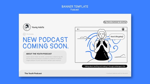 Modello di banner orizzontale podcast
