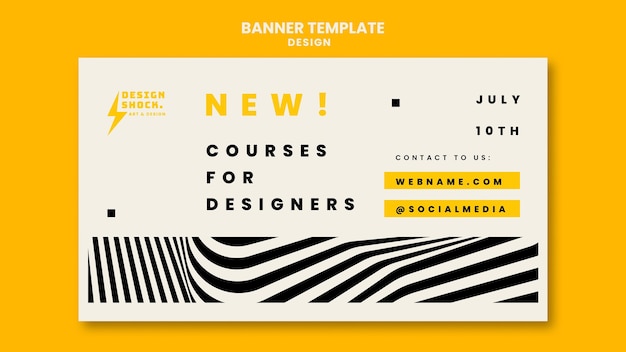 PSD gratuito modello di banner per corsi di graphic design