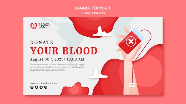 PSD gratuito modello di banner per donazione di sangue