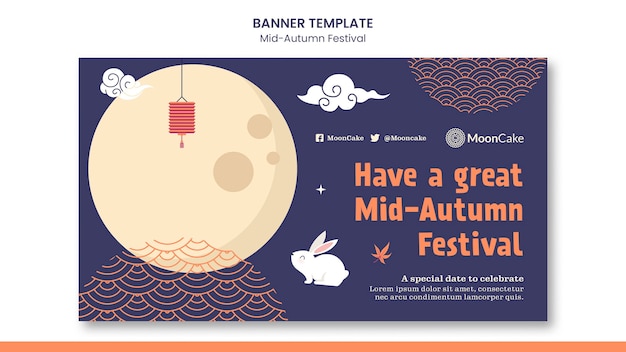 PSD gratuito modello di banner per il festival di metà autunno