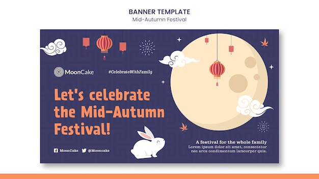 PSD gratuito modello di banner per il festival di metà autunno