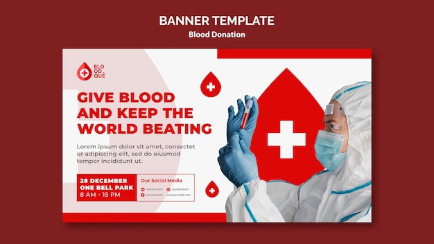 PSD gratuito modello di banner per l'atto di donazione del sangue