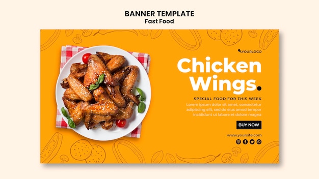 PSD gratuito modello di banner per piatto di pollo fritto