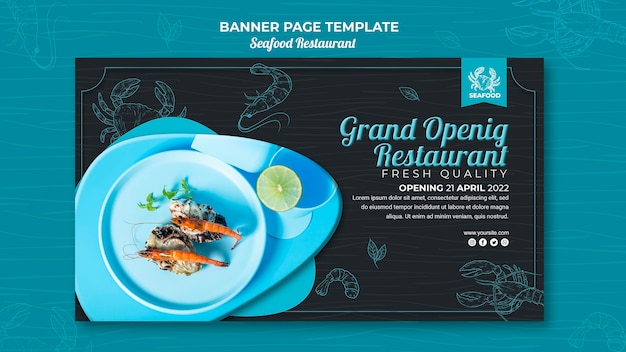 PSD gratuito modello di banner ristorante di pesce