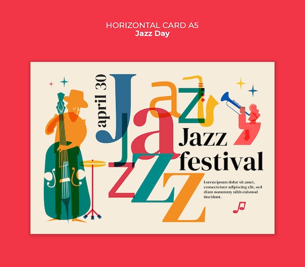 PSD gratuito modello di carta per la celebrazione del giorno del jazz