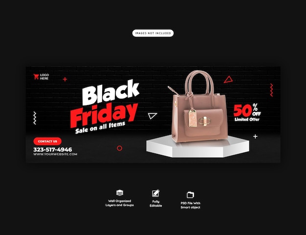 PSD gratuito modello di copertina di facebook super vendita del black friday