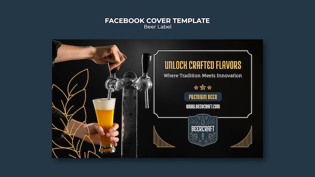 PSD gratuito modello di copertina facebook etichetta birra design piatto