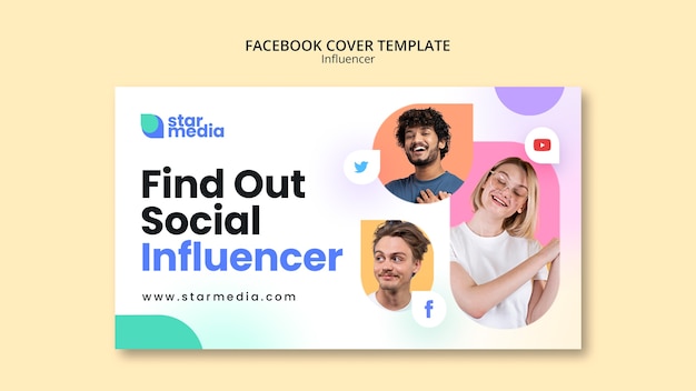 PSD gratuito modello di design della copertina di facebook dell'influencer