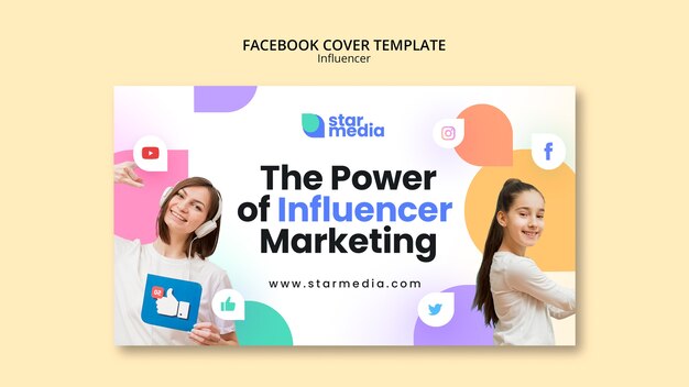 Modello di design della copertina di facebook dell'influencer