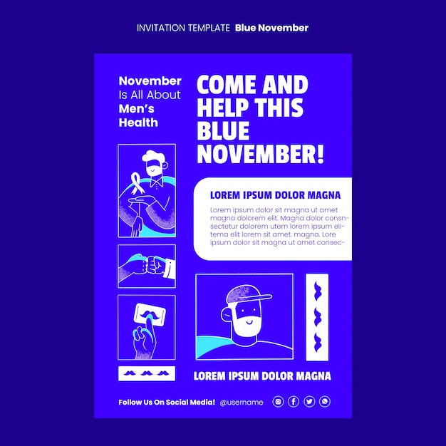 PSD gratuito modello di design di novembre blu design piatto