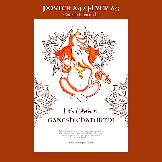 PSD gratuito modello di design piatto ganesh chaturthi