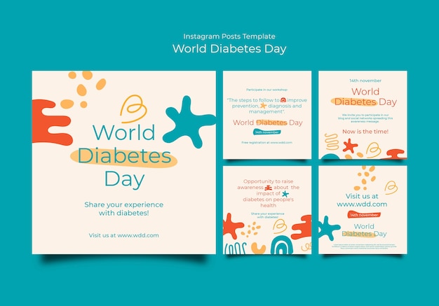 PSD gratuito modello di design piatto giornata mondiale del diabete