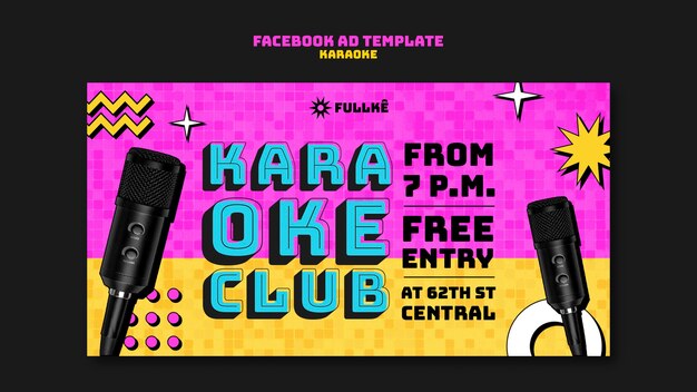 Modello di facebook del partito di karaoke retrò