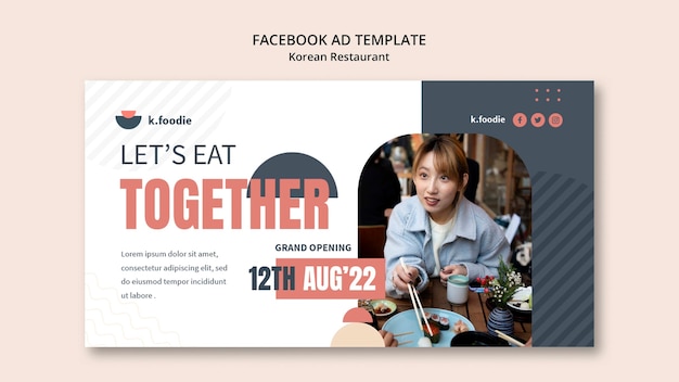 PSD gratuito modello di facebook del ristorante di cucina coreana