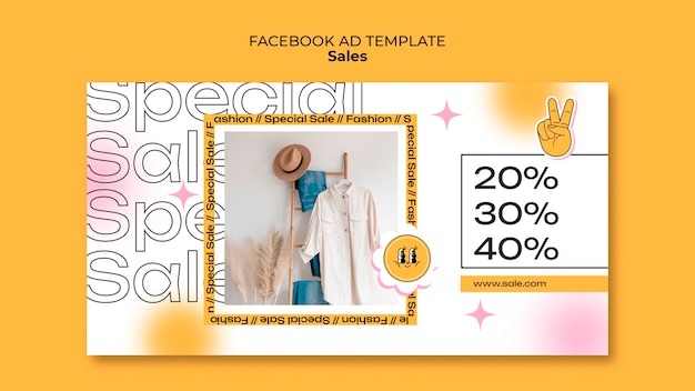 PSD gratuito modello di facebook per le vendite di design piatto