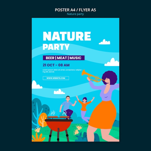 PSD gratuito modello di festa della natura dal design piatto