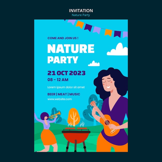 PSD gratuito modello di festa della natura dal design piatto