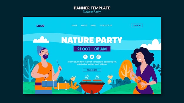 PSD gratuito modello di festa della natura dal design piatto