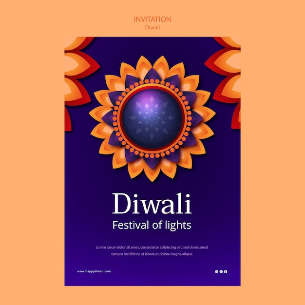 Modello di invito alla celebrazione del Diwali