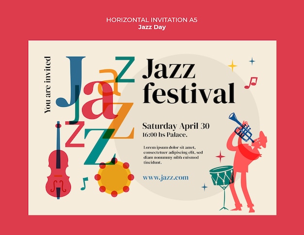 PSD gratuito modello di invito per la celebrazione del giorno del jazz