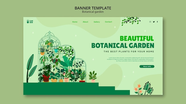 Modello di landing page del giardino botanico