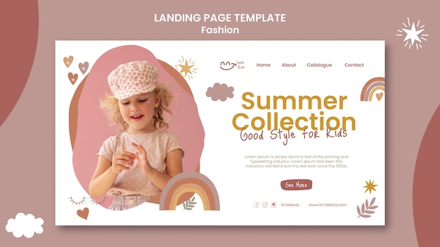 PSD gratuito modello di landing page di moda design piatto