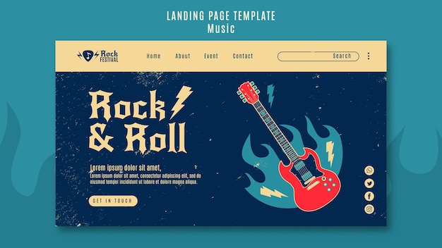 PSD gratuito modello di pagina di destinazione del festival di musica rock