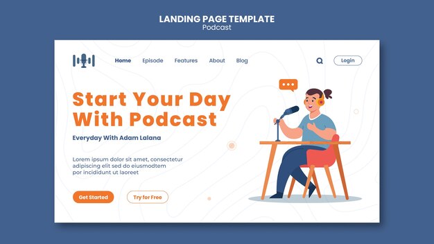 Modello di pagina di destinazione del podcast in onda
