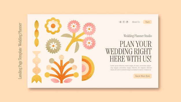 Modello di pagina di destinazione del wedding planner