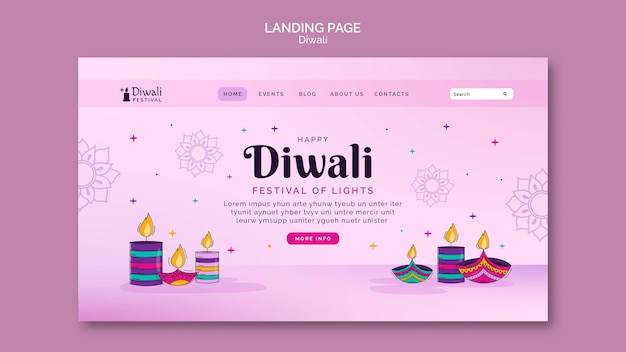 PSD gratuito modello di pagina di destinazione della celebrazione del diwali