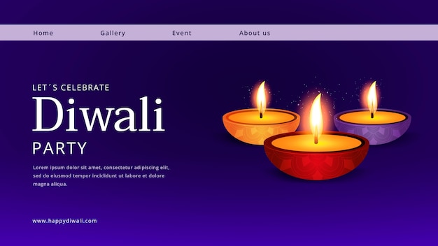 Modello di pagina di destinazione della celebrazione del Diwali